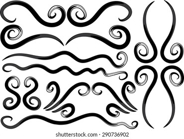 Calligraphic decorative elements with line