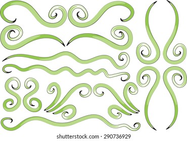 Calligraphic decorative elements with line