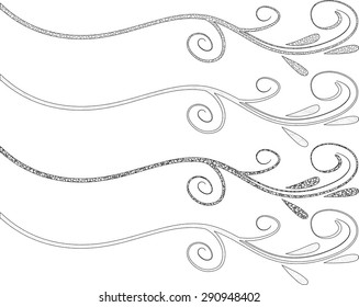 Calligraphic decorative elements with line