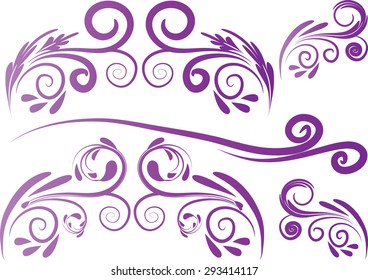 Calligraphic decorative elements with line