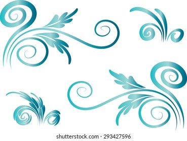 Calligraphic decorative elements with line