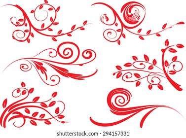 Calligraphic decorative elements with line