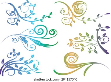 Calligraphic decorative elements with line
