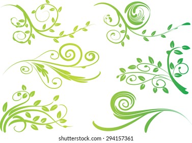 Calligraphic decorative elements with line