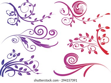 Calligraphic decorative elements with line