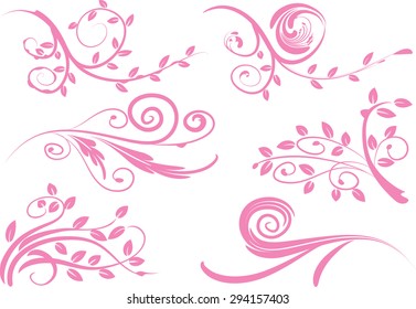 Calligraphic decorative elements with line