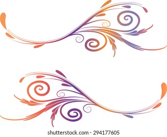 Calligraphic decorative elements with line