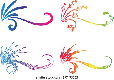 Calligraphic decorative elements with line