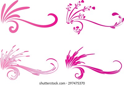 Calligraphic decorative elements with line