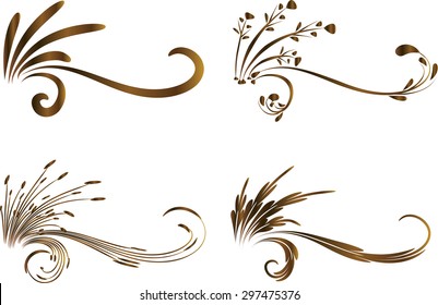 Calligraphic decorative elements with line