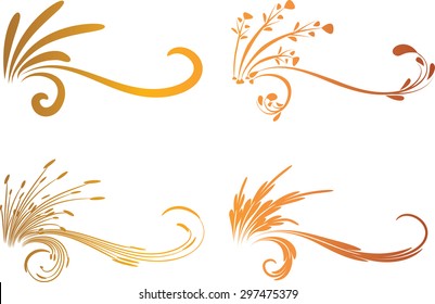 Calligraphic decorative elements with line