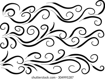 Calligraphic decorative elements with line