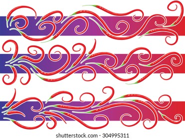 Calligraphic decorative elements with line