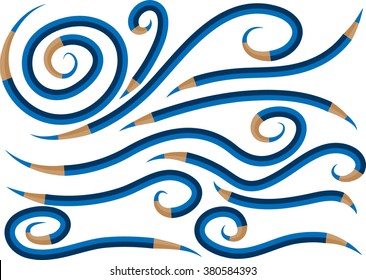 Calligraphic decorative elements with line