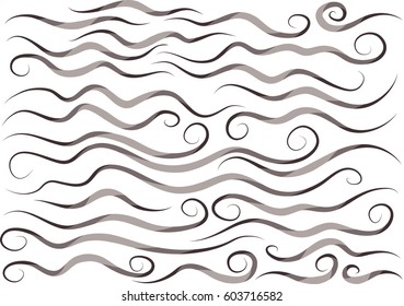 Calligraphic decorative elements with line