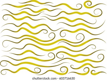 Calligraphic decorative elements with line