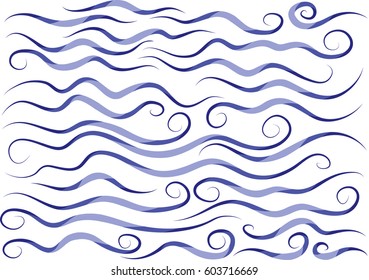 Calligraphic decorative elements with line