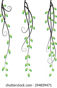 Calligraphic decorative elements with line and leaf