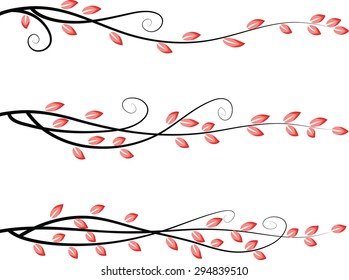 Calligraphic decorative elements with line and leaf