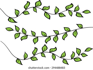 Calligraphic decorative elements with line: plant with leaf