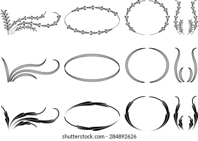 Calligraphic decorative elements with lines