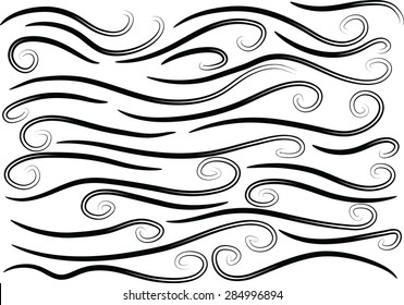 Calligraphic decorative elements with lines