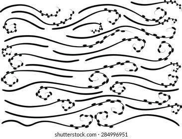 Calligraphic decorative elements with lines