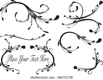 Calligraphic decorative elements with lines