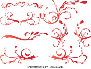 Calligraphic decorative elements with lines