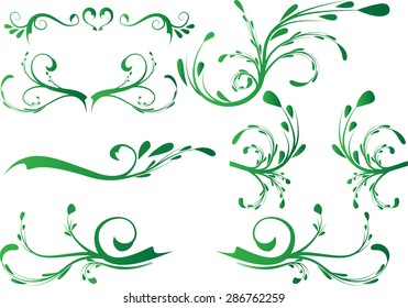 Calligraphic decorative elements with lines