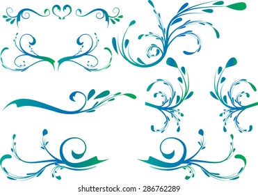 Calligraphic decorative elements with lines