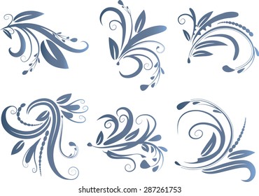 Calligraphic decorative elements with lines