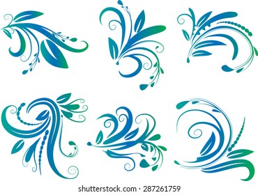 Calligraphic decorative elements with lines