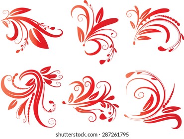 Calligraphic decorative elements with lines