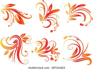 Calligraphic decorative elements with lines