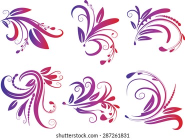Calligraphic decorative elements with lines