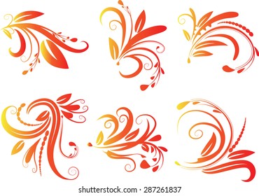 Calligraphic decorative elements with lines