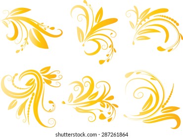 Calligraphic decorative elements with lines