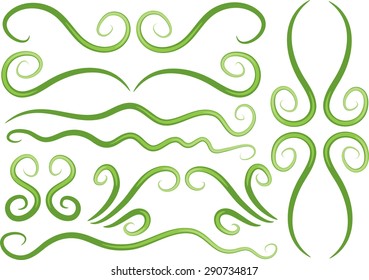 Calligraphic decorative elements with lines