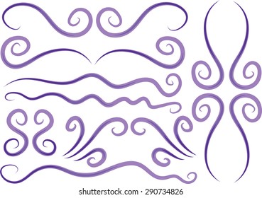 Calligraphic decorative elements with lines