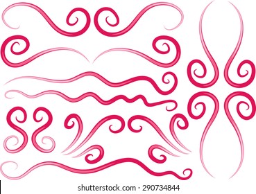 Calligraphic decorative elements with lines