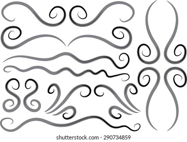 Calligraphic decorative elements with lines