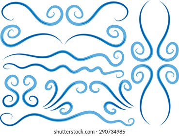Calligraphic decorative elements with lines