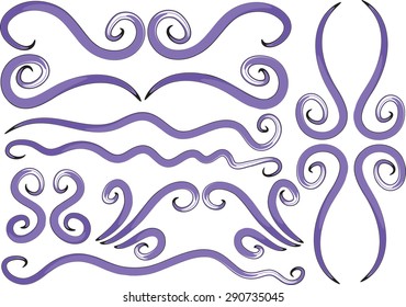 Calligraphic decorative elements with lines