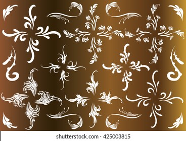 Calligraphic decorative elements with lines