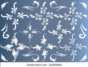 Calligraphic decorative elements with lines