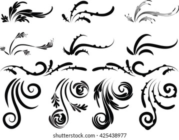 Calligraphic decorative elements with lines