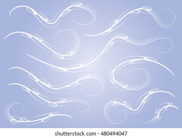 Calligraphic decorative elements with lines