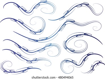 Calligraphic decorative elements with lines