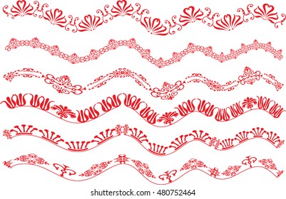 Calligraphic decorative elements with lines